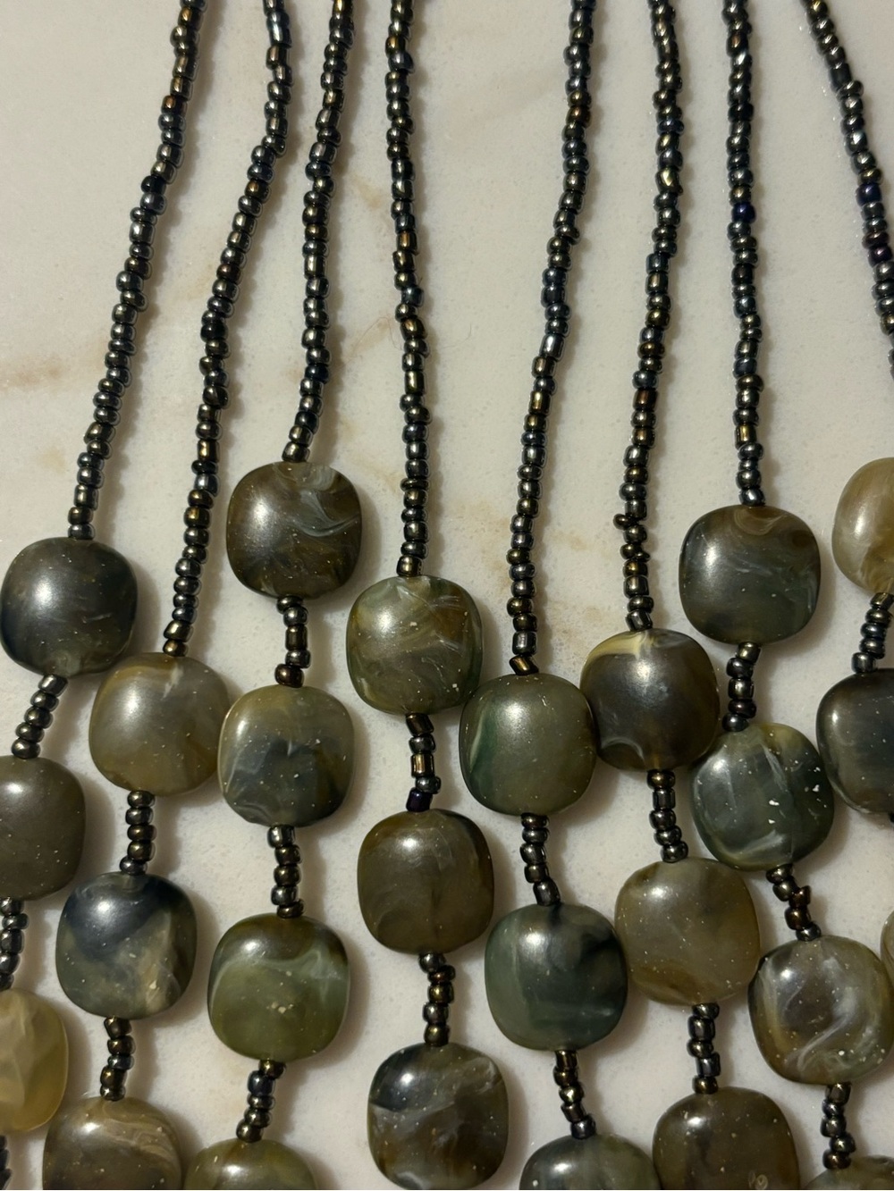 Multi-Strand Neutral Beaded Necklace - Picture 2 of 6